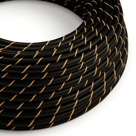 Glossy black and gold Vertigo textile cable – The original Creative-Cables – ERM42 round 2x0.75 mm / 3x0.75 mm