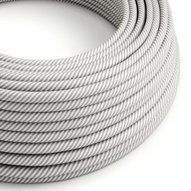   Glossy white and aluminum Vertigo textile cable – The original Creative-Cables – ERM46 round 2x0.75 mm / 3x0.75 mm