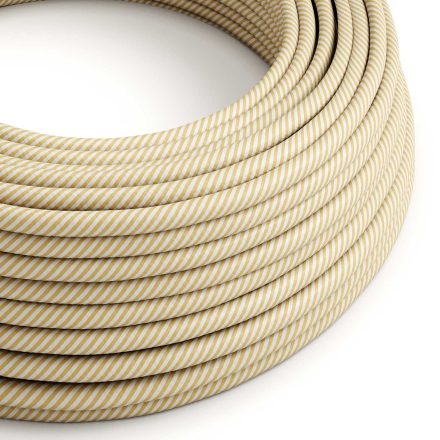 Shiny cream and hazelnut brown Vertigo textile cable – The original Creative-Cables – ERM53 round 2x0.75 mm / 3x0.75 mm