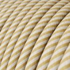 Shiny cream and hazelnut brown Vertigo textile cable – The original Creative-Cables – ERM53 round 2x0.75 mm / 3x0.75 mm