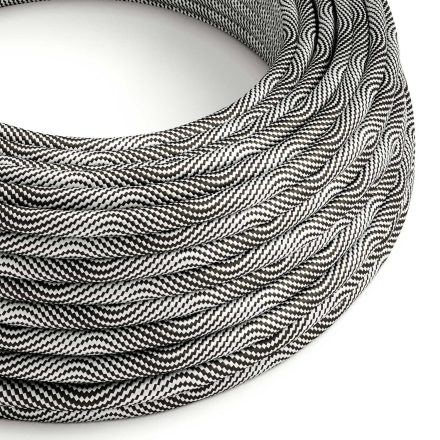 Glossy optical black and silver Vertigo textile cable – The original Creative-Cables – ERM64 round 2x0.75 mm / 3x0.75 mm