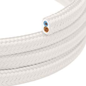 Flat textile power cable, optical white glossy - PM01