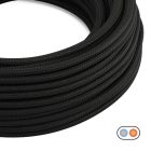 Flat textile cable, black, glossy charcoal black - PM04