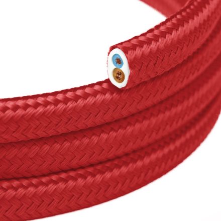 Glossy Fire Red fabric-covered flat lighting cable - PM09