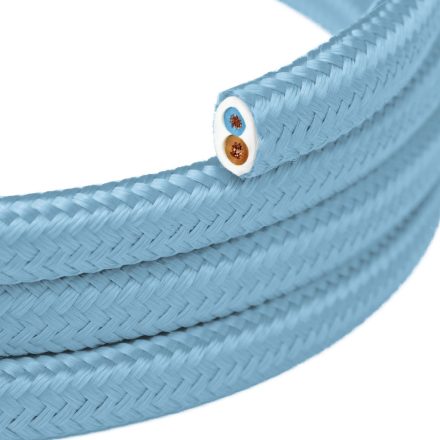 Flat textile cable in light baby blue - PM17