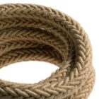 2XL jute twisted rope cable, 2x0.75 electrical cable. 24 mm diameter