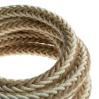2XL jute and raw cotton twisted rope cable, 2x0.75 electrical cable. Diameter 24 mm