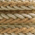 2XL jute and natural gray linen twisted rope cable, 2x0.75 electrical cable. Diameter 24 mm