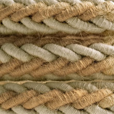 2XL jute and natural gray linen twisted rope cable, 2x0.75 electrical cable. Diameter 24 mm