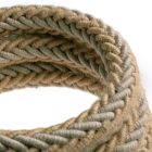 2XL jute and natural gray linen twisted rope cable, 2x0.75 electrical cable. Diameter 24 mm