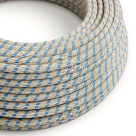   Steward Blue and Beige Stripe Textile Cable - The original Creative-Cables - RD55 round 2x0.75 mm / 3x0.75 mm