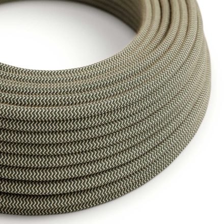 Anthracite gray and beige zigzag textile cable – The original Creative-Cables – RD74 round 2x0.75 mm / 3x0.75 mm