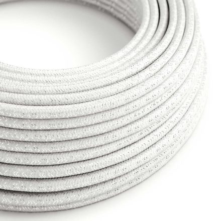 Glossy white shiny textile cable – The original Creative-Cables – RL01 round 2x0.75 mm / 3x0.75 mm