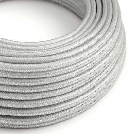   Shiny silver glitter textile cable – The original Creative-Cables – RL02 round 2x0.75 mm / 3x0.75 mm