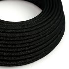Glossy carbon black shiny textile cable – The original Creative-Cables – RL04 round 2x0.75 mm / 3x0.75 mm