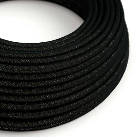 Glossy carbon black shiny textile cable – The original Creative-Cables – RL04 round 2x0.75 mm / 3x0.75 mm