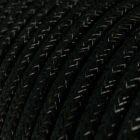 Glossy carbon black shiny textile cable – The original Creative-Cables – RL04 round 2x0.75 mm / 3x0.75 mm