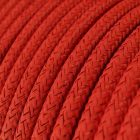 Bright fire-red shiny textile cable – The original Creative-Cables – RL09 round 2x0.75 mm / 3x0.75 mm