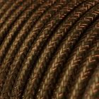 Shiny espresso brown glittering textile cable – The original Creative-Cables – RL13 round 2x0.75 mm / 3x0.75 mm