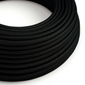   Glossy carbon black textile cable – The original Creative-Cables – RM04 round 2x0.75 mm / 3x0.75 mm