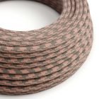 Cotton antique pink and gray checkered textile cable - The original Creative-Cables - RP26 round 2x0.75 mm / 3x0.75 mm