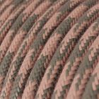 Cotton antique pink and gray checkered textile cable - The original Creative-Cables - RP26 round 2x0.75 mm / 3x0.75 mm