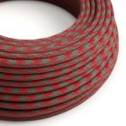 Cotton fire red and gray checkered textile cable - The original Creative-Cables - RP28 round 2x0.75 mm / 3x0.75 mm