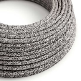   Black Onyx Tweed Glitter ZigZag textile cable - The original Creative-Cables - RS81 round 2x0.75 mm / 3x0.75 mm