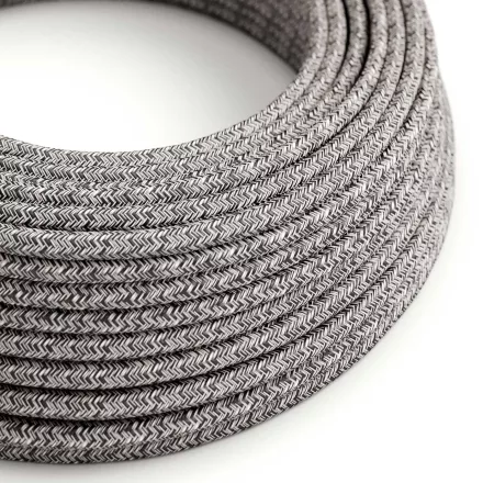 Black Onyx Tweed Glitter ZigZag textile cable - The original Creative-Cables - RS81 round 2x0.75 mm / 3x0.75 mm