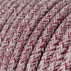 Burgundy tweed shiny zigzag textile cable – The original Creative-Cables – RS83 round 2x0.75 mm / 3x0.75 mm