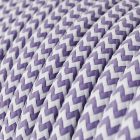 Glossy lavender and optical white textile cable ZigZag - The original Creative-Cables - RZ07 round 2x0.75 mm / 3x0.75 mm