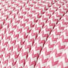 Shiny pink fuchsia and optical white zigzag textile cable – The original Creative-Cables – RZ08 round 2x0.75 mm / 3x0.75 mm