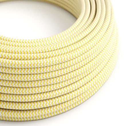 Shiny corn yellow and optical white zigzag textile cable - Original Creative-Cables - RZ10 round 2x0.75 mm / 3x0.75 mm