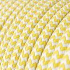 Shiny corn yellow and optical white zigzag textile cable - Original Creative-Cables - RZ10 round 2x0.75 mm / 3x0.75 mm