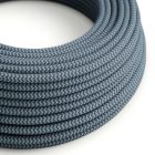 Cotton stone gray and ocean blue textile cable – The original Creative-Cables – RZ25 round 2x0.75 mm / 3x0.75 mm