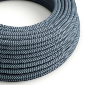   Cotton stone gray and ocean blue textile cable – The original Creative-Cables – RZ25 round 2x0.75 mm / 3x0.75 mm