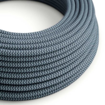Cotton stone gray and ocean blue textile cable – The original Creative-Cables – RZ25 round 2x0.75 mm / 3x0.75 mm