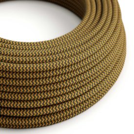   Cotton gold honey and anthracite gray textile cable - The original Creative-Cables - RZ27 round 2x0.75 mm / 3x0.75 mm