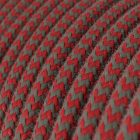 Cotton fire red and stone gray textile cable – The original Creative-Cables – RZ28 round 2x0.75 mm / 3x0.75 mm