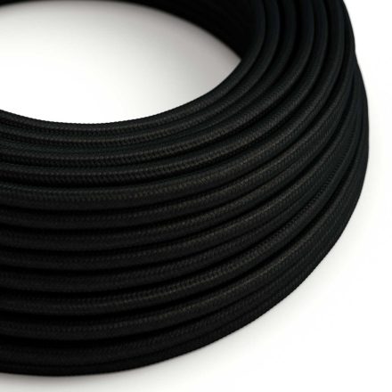 Ultra soft silicone electric cable with shiny charcoal black fabric lining - RM04 round 2x0.75 mm