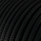 Ultra soft silicone electric cable with shiny charcoal black fabric lining - RM04 round 2x0.75 mm