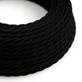   Glossy carbon black textile cable – The original Creative-Cables – TM04 braided 2x0.75 mm / 3x0.75 mm