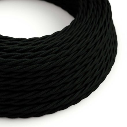 Glossy carbon black textile cable – The original Creative-Cables – TM04 braided 2x0.75 mm / 3x0.75 mm