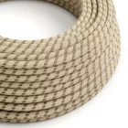 Round electrical cable RD53 striped bark cotton and natural linen - UL certified