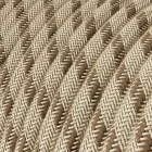 Round electrical cable RD53 striped bark cotton and natural linen - UL certified