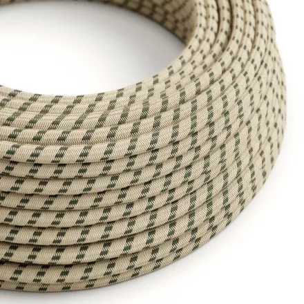 Round electrical cable RD54 striped anthracite cotton and natural linen - UL certified