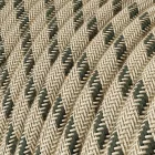 Round electrical cable RD54 striped anthracite cotton and natural linen - UL certified