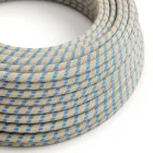 Round electrical cable RD55 striped steward blue cotton and natural linen - UL certified