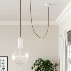 Round electrical cable RD61 with diamond-shaped ancient pink cotton and natural linen - UL certified