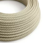 Round electrical cable RD62 diamond green thyme cotton and natural linen - UL certified